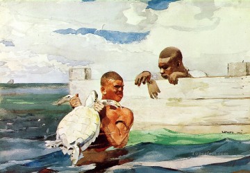 El pintor marino del realismo del estanque de tortugas Winslow Homer Pinturas al óleo
